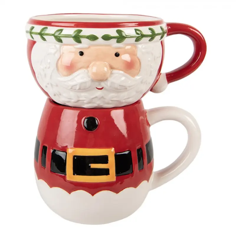 Dva vánoční keramické hrnečky ve tvaru Santa Clause – 15x12x17 cm