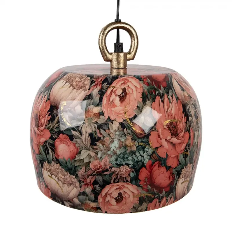 Barevné kovové závěsné světlo s květy Margo - Ø26*25 cm E27/max 1*25W Clayre & Eef