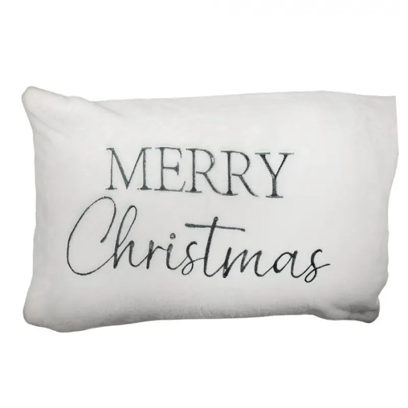 Bílý vánoční povlak na polštář s nápisem Merry Christmas – 35x50 cm