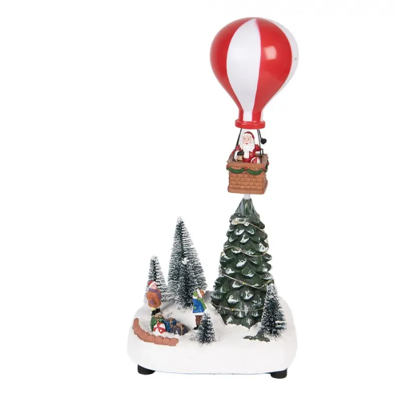 Hrací vánoční dekorace s LED světýlky Santa Claus - 17*13*15/18cm / 3xAA Clayre & Eef