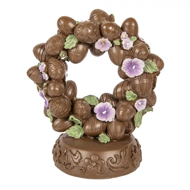 Dekorace velikonoční věnec z čokoládových vajíček na podstavci Zoete Pasen – 17x11x19 cm