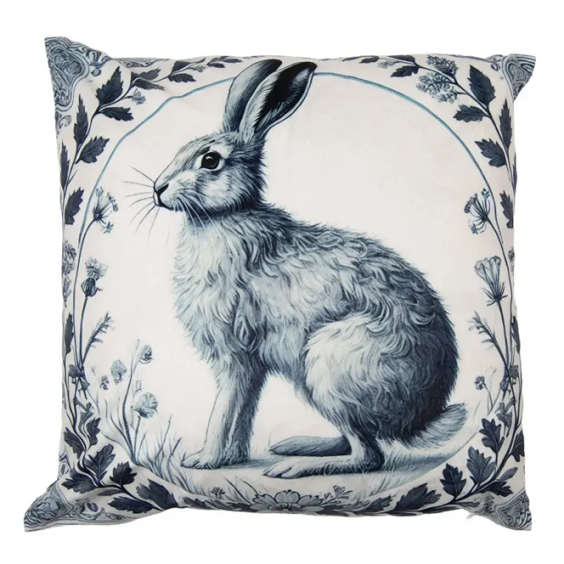 Povlak na polštář modrošedý zajíček polyester – 45x45 cm