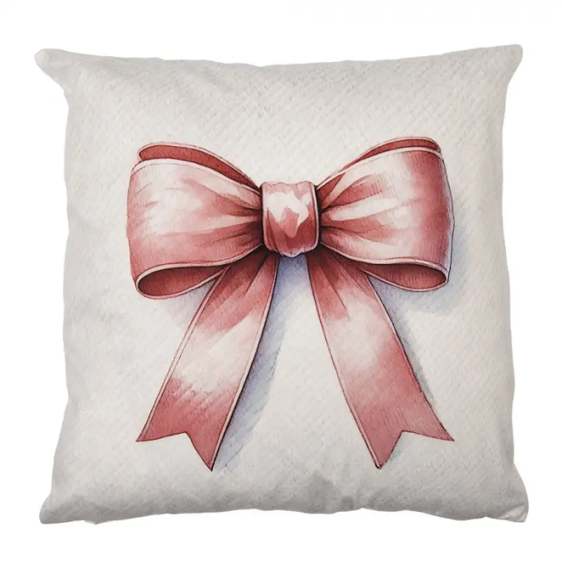 Povlak na polštář červená akvarelová mašle polyester – 45x45 cm