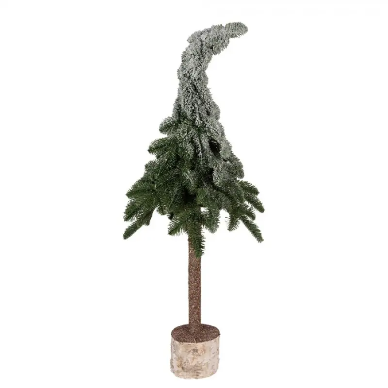Umělý zasněžený stromeček s ohnutou špičkou na podstavci Whimseel Een – 30x85 cm