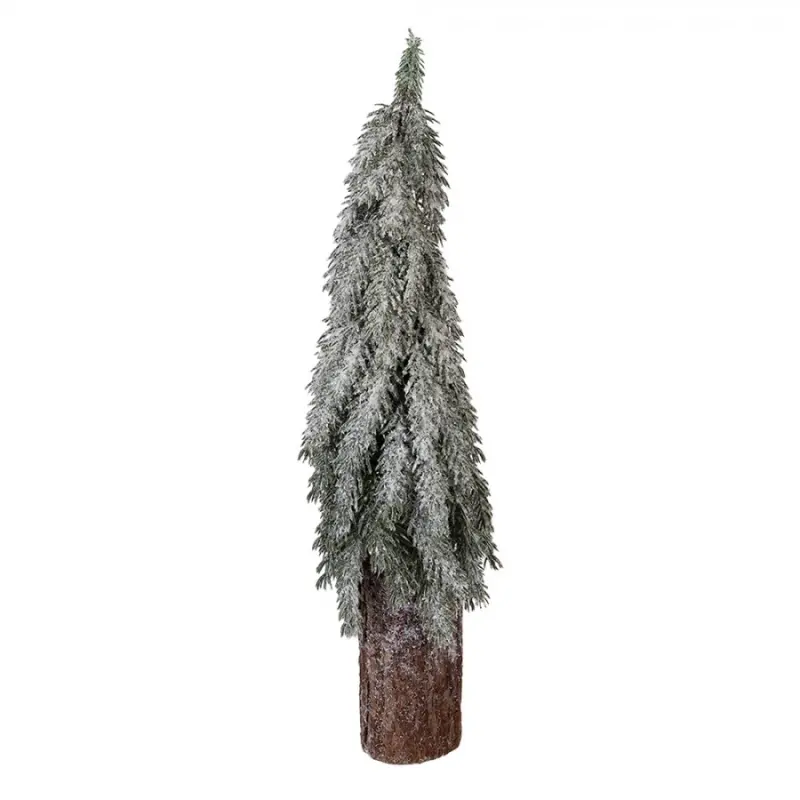 Umělý zasněžený stromeček na podstavci ve tvaru kmene Trol I – 18x57 cm