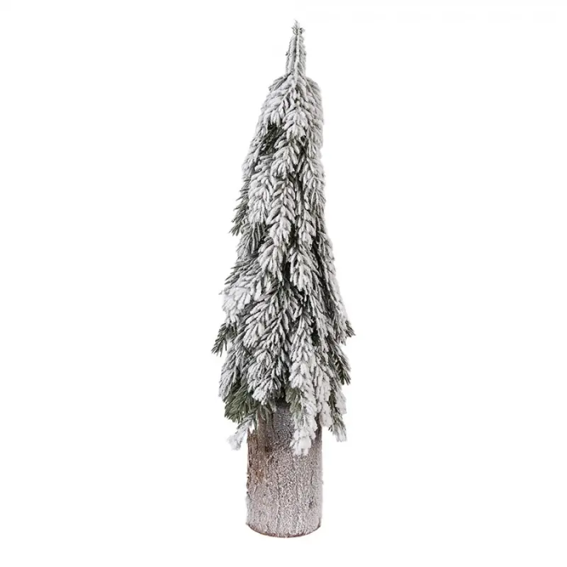 Umělý zasněžený stromeček na podstavci ve tvaru kmene Trol II – 18x57 cm