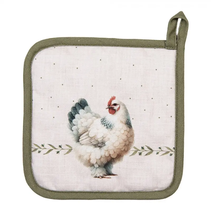 Chňapka / podložka pod hrnec s kohoutkem a slepičkou Farm Love – 20x20 cm