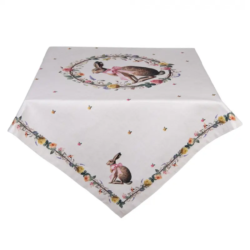 Bavlněný ubrus s velikonočním zajíčkem Easter Vintage Ears – 100x100 cm