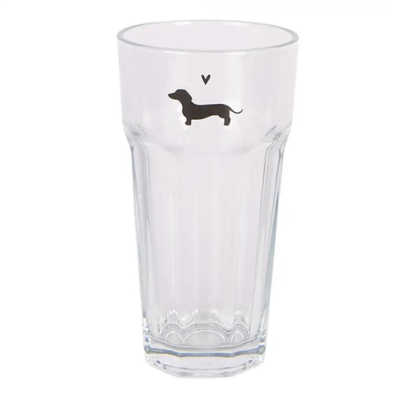 Vysoká sklenička s jezevčíkem hranatá – 8x15 cm / 320 ml
