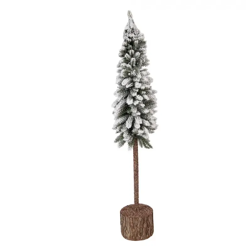 Umělý zasněžený stromeček na podstavci ve tvaru kmene Trol III – 10x60 cm