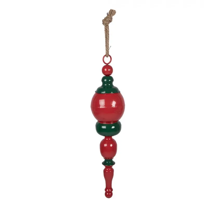 Velká závěsná vánoční ozdoba červeno-zelená špička – 12x52 cm