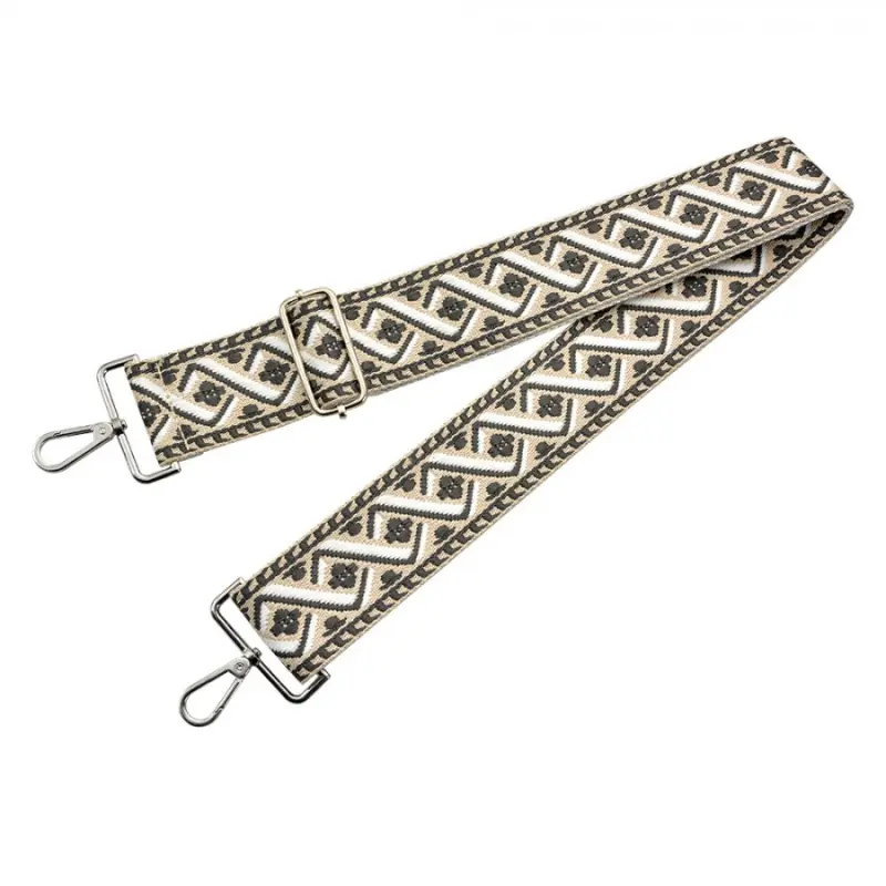 Černo-béžový popruh na kabelku – 5 cm