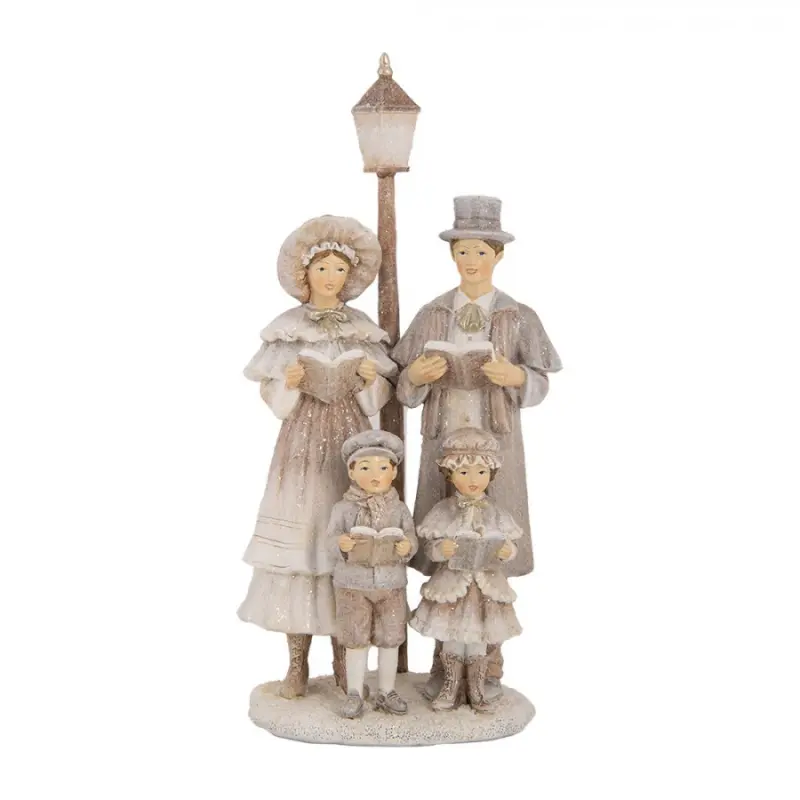 Béžová vánoční dekorace sbor Christmas Choir - 15*11*30 cm Clayre & Eef