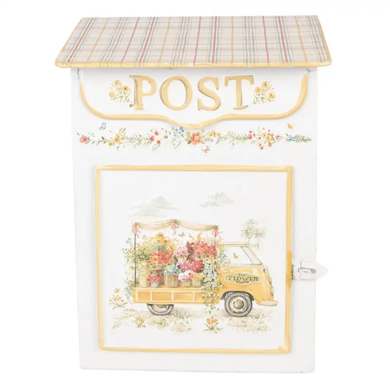Bílá kovová poštovní schránka The Flower Truck - 23*12*32 cm Clayre & Eef