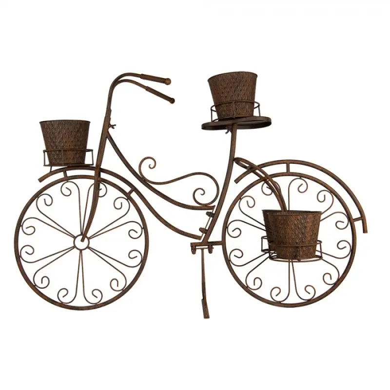 Velký kovový držák na rostliny / květináče vintage bicykl s patinou – 107x35x70 cm