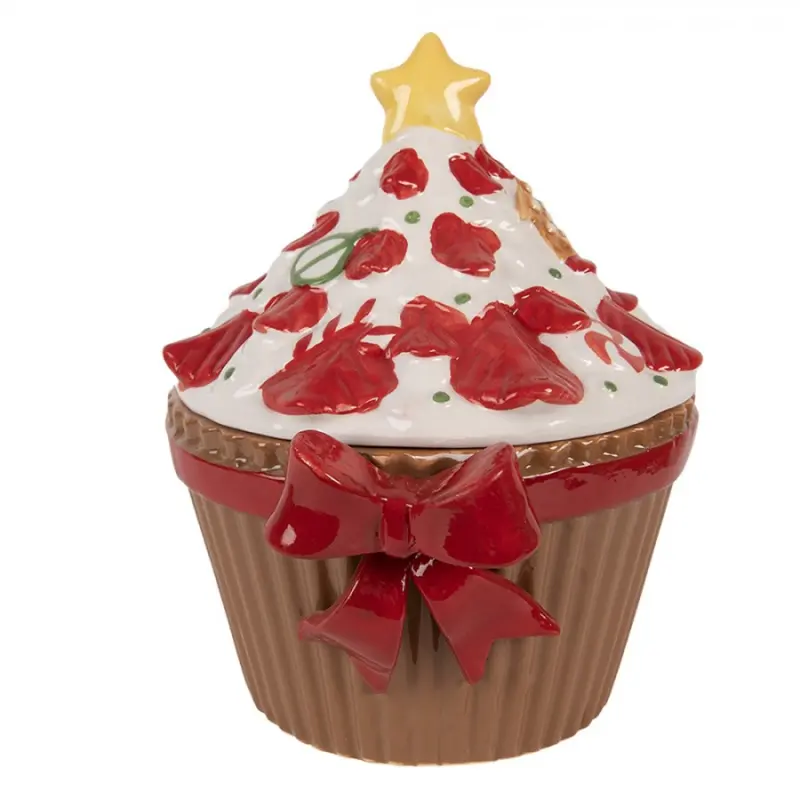 Keramická vánoční dózička muffin s hvězdou – 18x16x20 cm