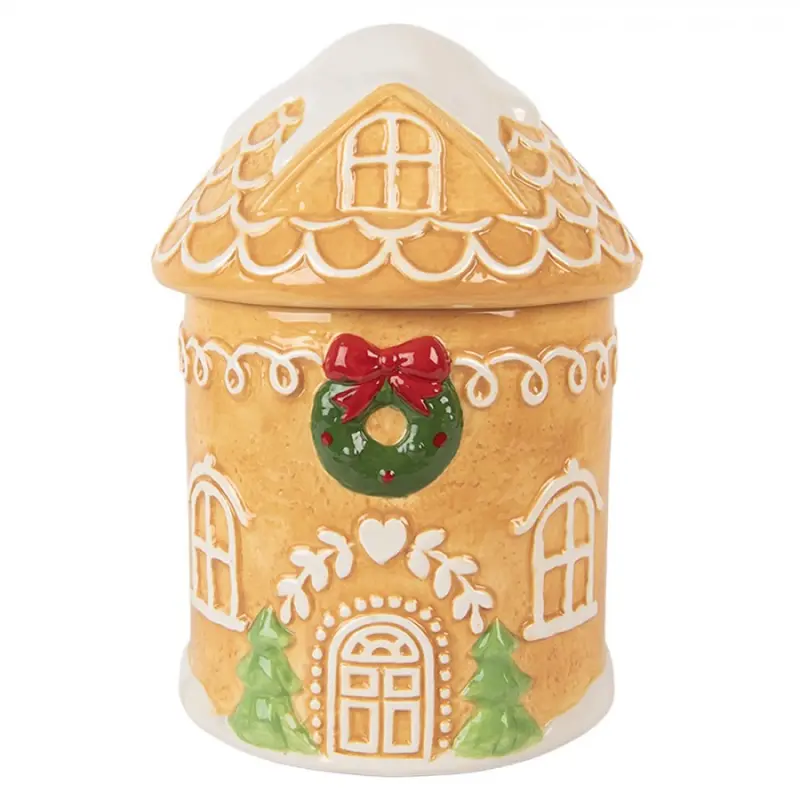Keramická vánoční dózička ve tvaru perníkového domečku – 12x17 cm