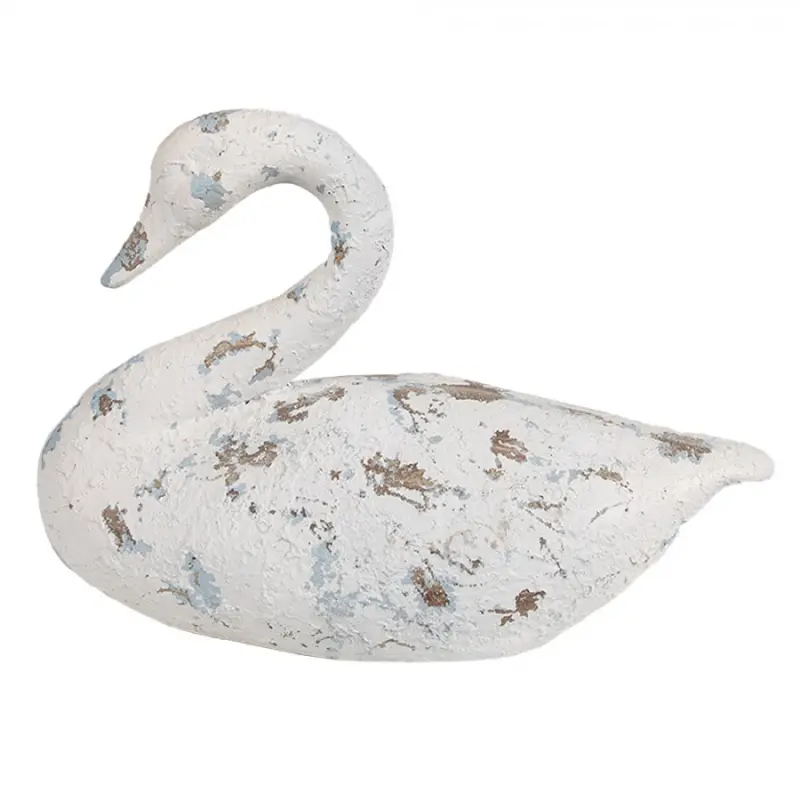 Dekorace labuť modro-šedá s patinou – 32x14x22 cm