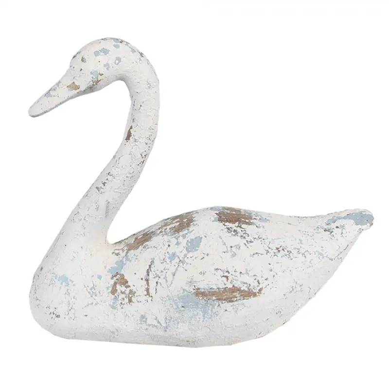 Dekorace labuť modro-šedá s patinou – 33x16x28 cm