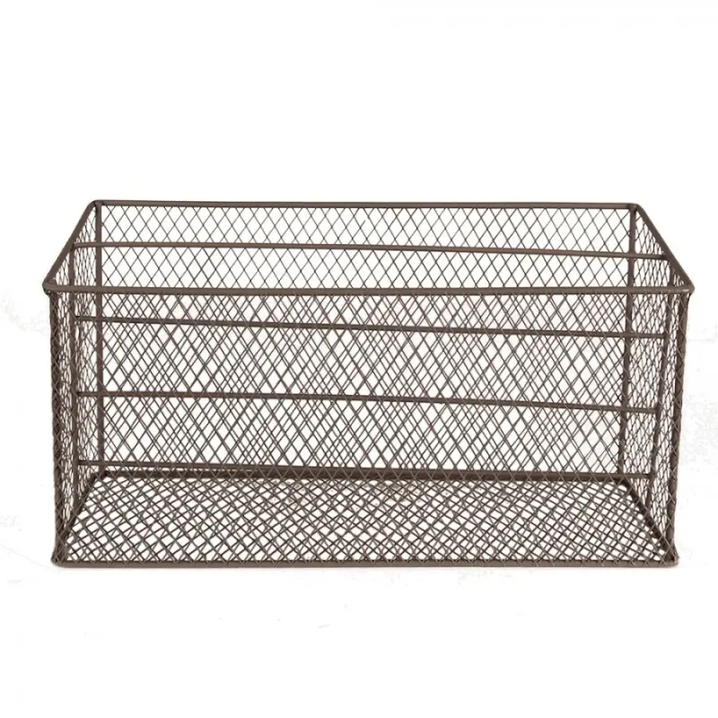 Hnědý drátěný držák na časopisy Filaire – 33x12x15/17 cm