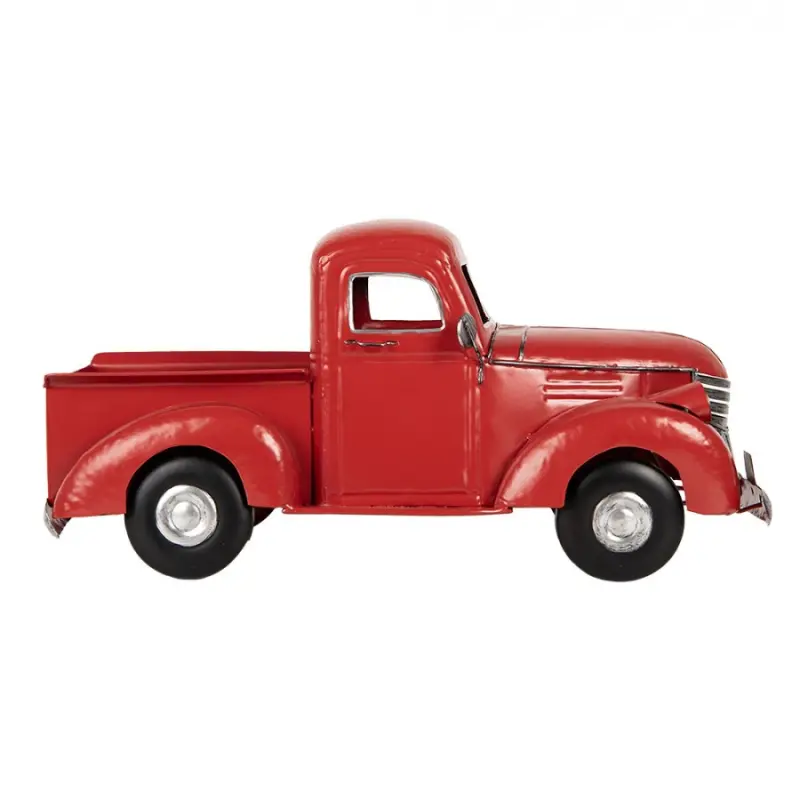 Kovová dekorace červené auto pick-up – 45x22x21 cm
