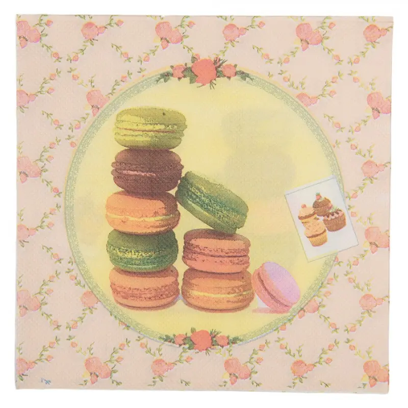 Papírové ubrousky pastelová cukrárna a makronky – 33x33 cm / 20 ks