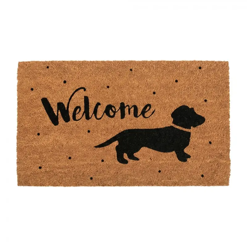 Kokosová rohožka s jezevčíkem a nápisem Welcome – 75x45 cm