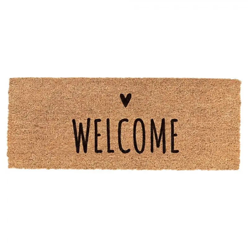 Podlouhlá kokosová rohožka Welcome Heart – 75x22x2 cm