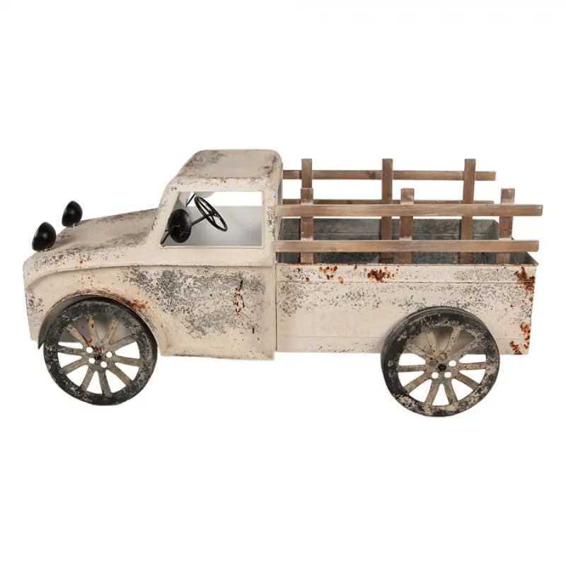 Béžová kovová dekorativní figurka auto – 122x51x57 cm