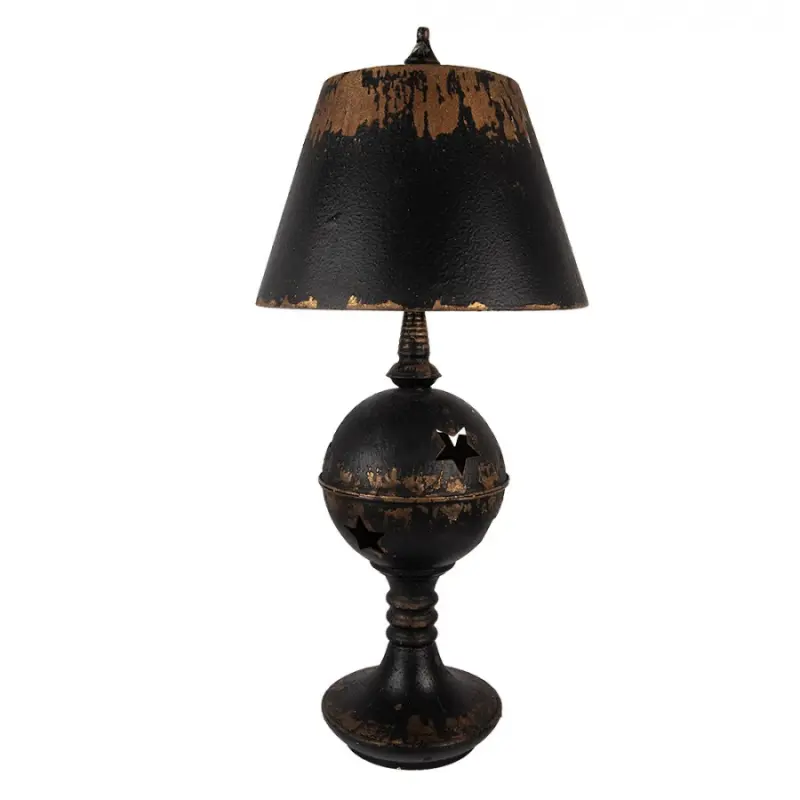 Černá antik kovová lampa Jallia - Ø 35*78 cm E27/ 1*60W Clayre & Eef