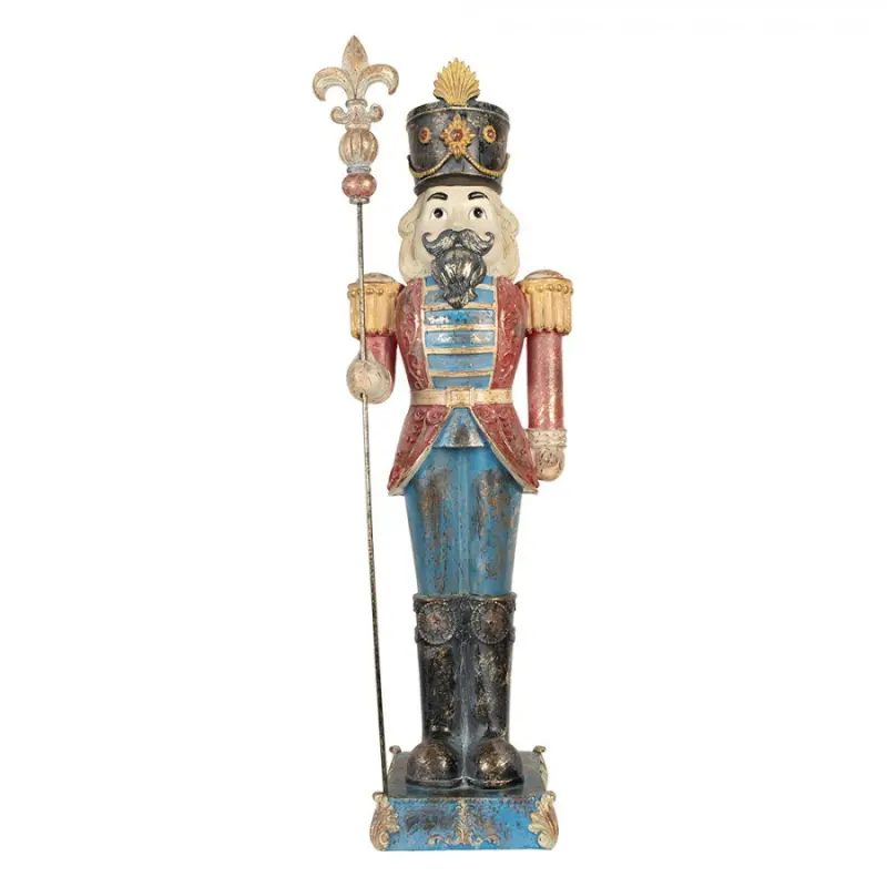 Modrá plastová dekorativní figurka Louskáček – 31x23x99 cm