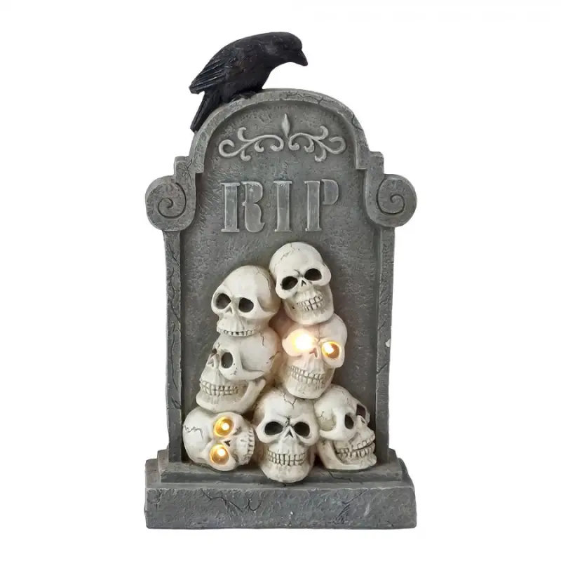 Šedá plastová halloweenská dekorace_1