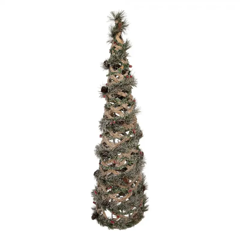 Zelený ratanový vánoční stromek s LED světlem – 24x81 cm