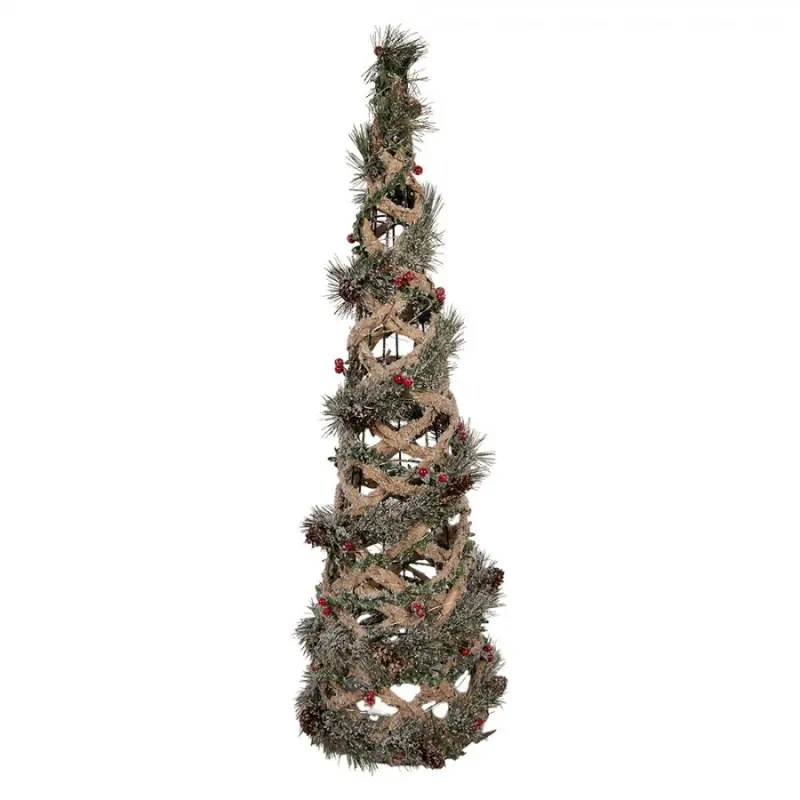Zelený ratanový vánoční stromek s LED světlem – 20x61 cm