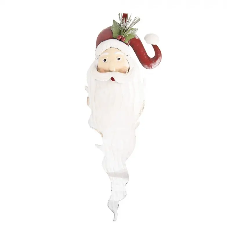 Bílo-červená kovová nástěnná dekorace Santa Claus – 30x10x79 cm