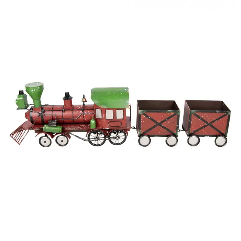 Červená kovová dekorace vláček Christmas Train - 168*30*47 cm Clayre & Eef