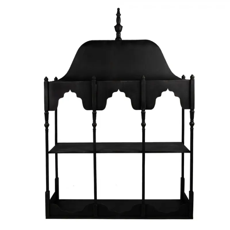 Černý kovový nástěnný regál – 102x25x157 cm