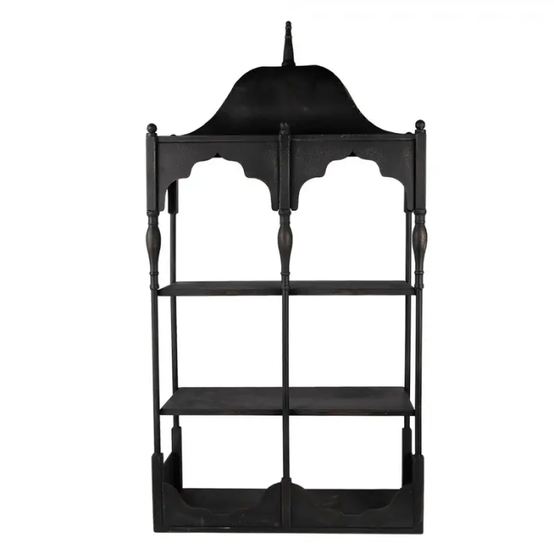 Černý kovový nástěnný regál – 55x19x109 cm