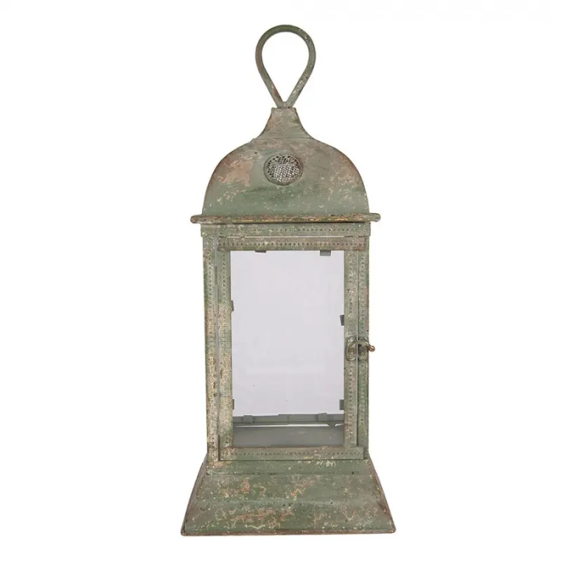 Zelená kovová vintage lucerna Simia - 20*20*49 cm Clayre & Eef