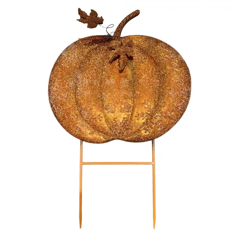 Oranžový kovový zápich do záhonu dýně_1
