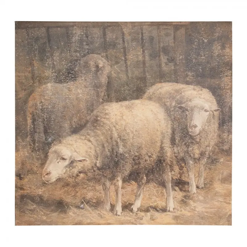 Hnědý obraz na plátně ovečka – 50x3x50 cm