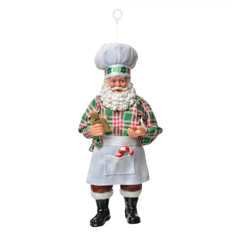 Závěsná vánoční dekorace Santa Claus držící perníček - 10*6*17 cm Clayre & Eef