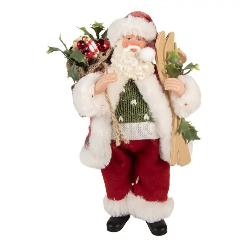 Červená plastová vánoční dekorace Santa Claus – 16x13x27 cm