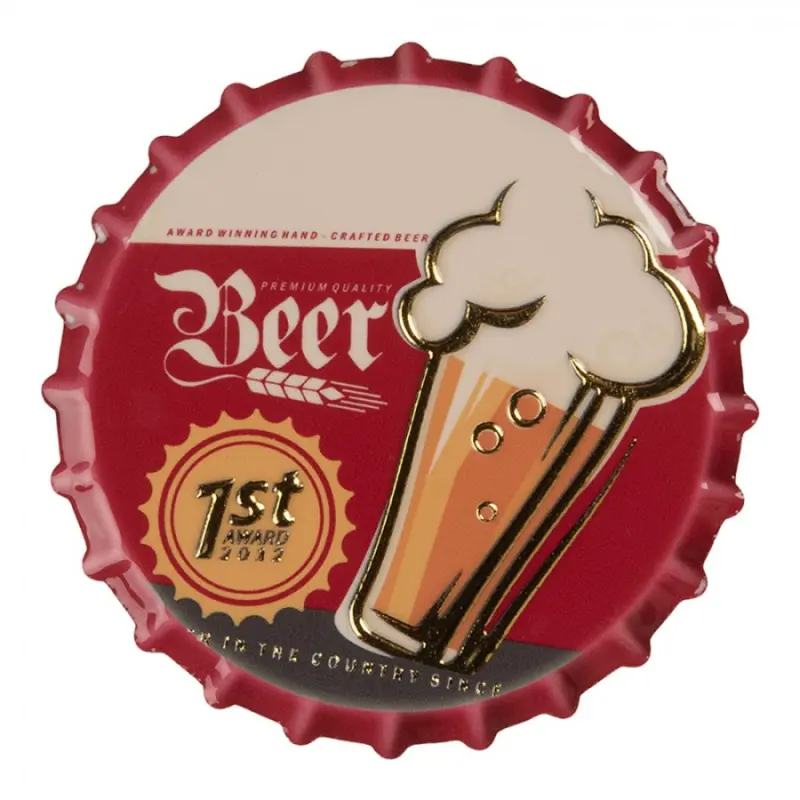 Červený kovový magnet medvěd – 7x2 cm