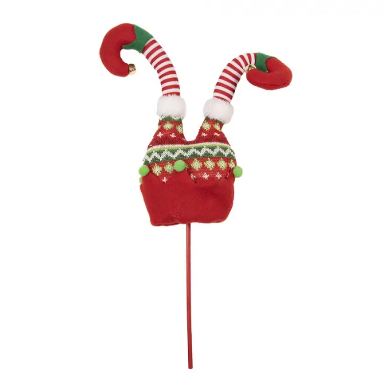 Červený vánoční zápich nohy skřítek Elf - 14*5*48 cm Clayre & Eef