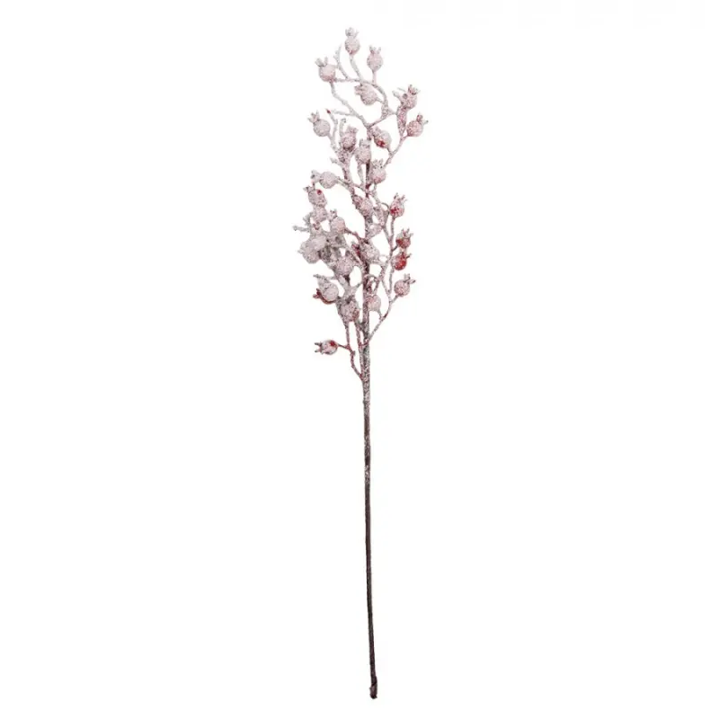 Vánoční zápich zasněžená větvička červené bobule - 10*5*60 cm Clayre & Eef