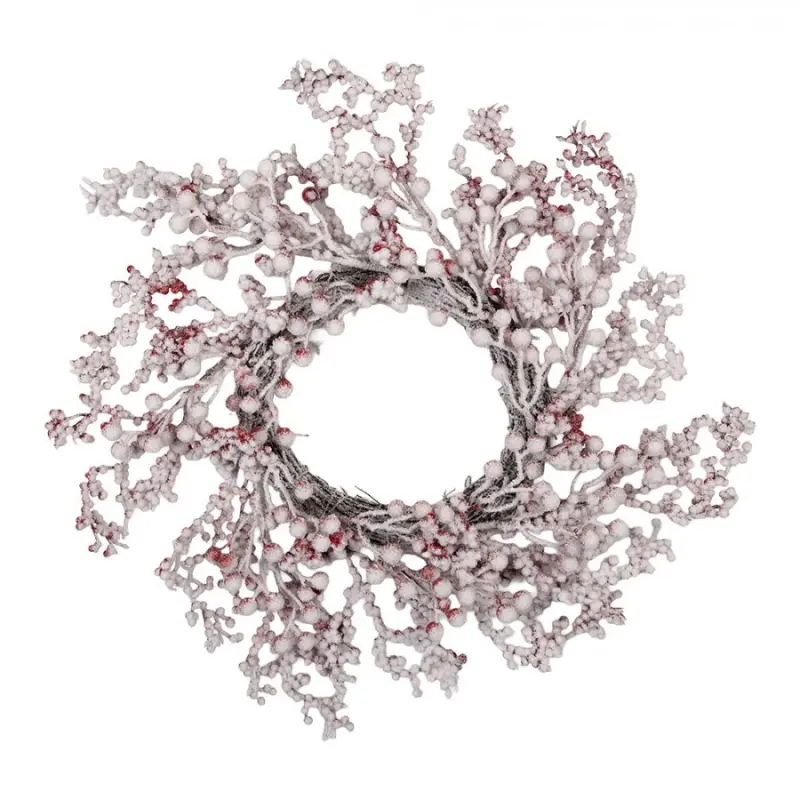 Bílo-červený plastový věnec – 55 cm