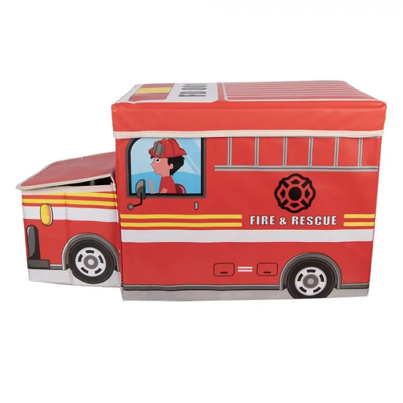 Červená úložná krabice – Hasičské auto - 55*32*28 cm Clayre & Eef