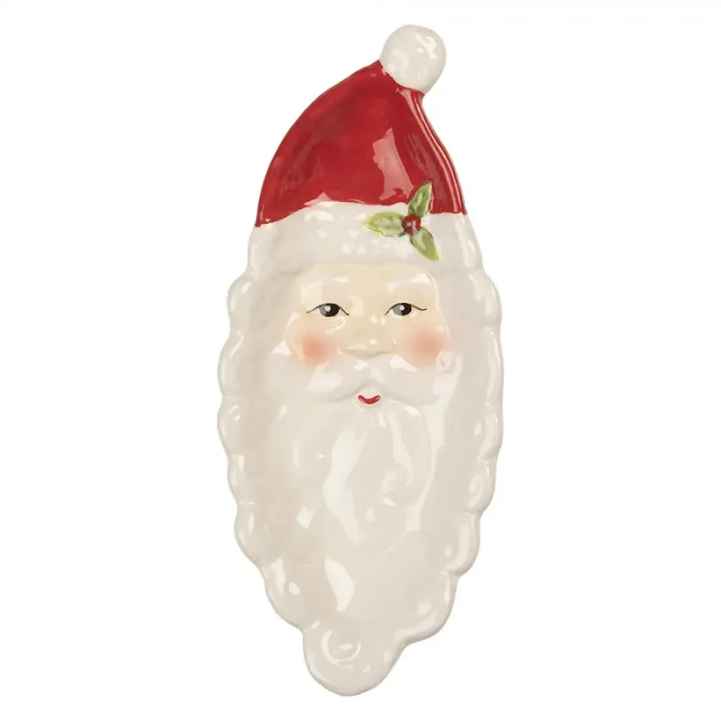 Bílá keramická dekorativní miska Santa Claus – 11x25x3 cm