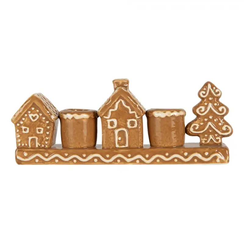 Keramický svícen perníkové chaloupky Gingerbread Cott - 21*4*8 cm Clayre & Eef
